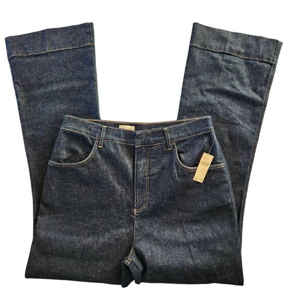 Anthropologie Pilcro Jeans 32 US 12 High Rise Flare Trouser Dark Wash $148 Retai - Picture 2 of 6